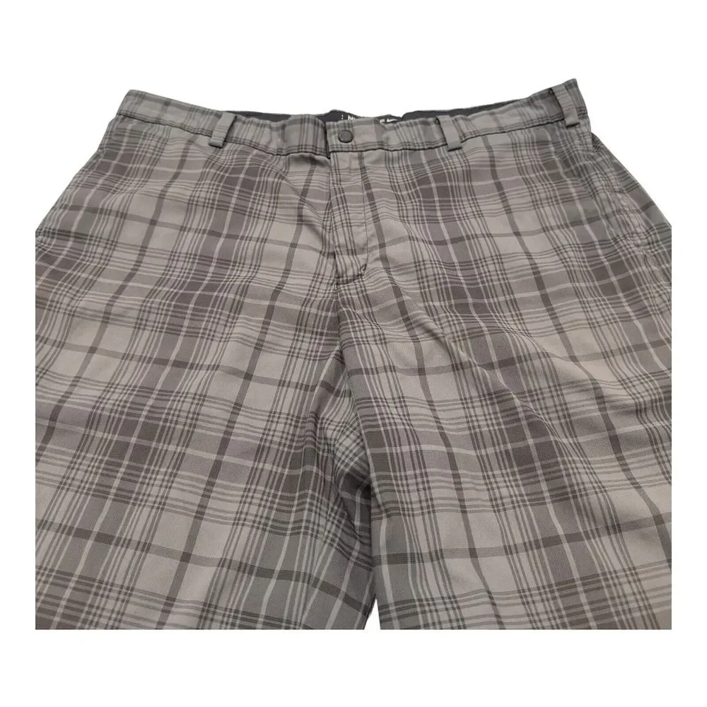 Nike Golf Tour Performance Dri-Fit Men's 38 Black‎ Gray Plaid Shorts Stretch